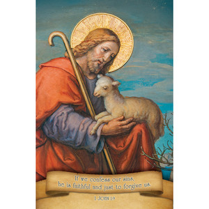 Church Bulletin 11" - Reconciliation - Old Master Art - If we confess our sins - 1 John 1:9 KJV (Pack of 100)