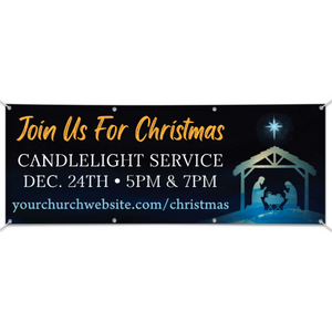 Outdoor Christmas Banner - Nativity Star Nightscape - BFA260600