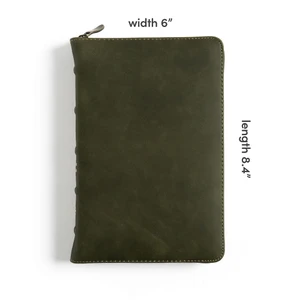 CSB Personal Size Bible, Holman Handcrafted Collection, Zipper Closure, Marbled Olive Premium Calfskin