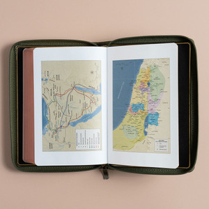 CSB Personal Size Bible, Holman Handcrafted Collection, Zipper Closure, Marbled Olive Premium Calfskin