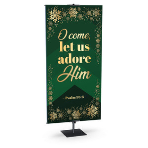 Church Banner - Green and Gold Glory to God Set - Let Us Adore Him