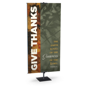 Church Banner - Fall Thanksgiving Singles - Give Thanks Fall Leaves