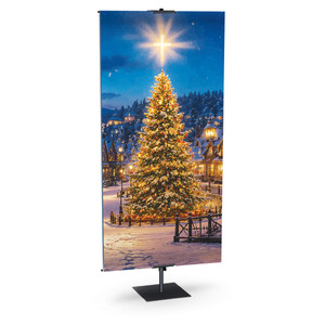 Church Banner - Warm Christmas Scene - Christmas Tree
