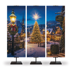 Church Banner - Warm Christmas Scene - Triptych