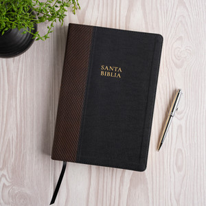 RVR 1960 Biblia Letra Supergigante, Negro con Cafe Simil Piel, con Indice - Case of 10