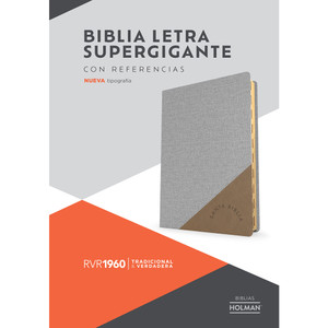 RVR 1960 Biblia letra supergigante, gris simil piel con indice (Edicion 2023) - Case of 12