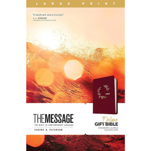 The Message Deluxe Gift Bible, Large Print (Leather-Look, Cranberry Laurels), Case of 16