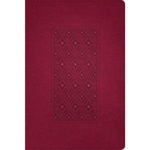 KJV Personal Size Giant Print Bible, Filament Enabled (LeatherLike, Diamond Frame Cranberry, Indexed, Red Letter) - Case of 16