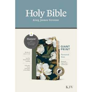 KJV Personal Size Giant Print Bible, Filament-Enabled, Indexed (LeatherLike, Magnolia Sage Green, Red Letter) - Case of 16