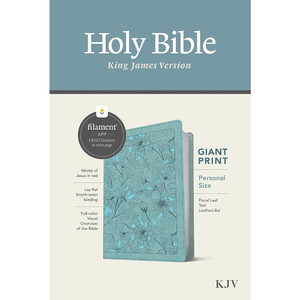 KJV Personal Size Giant Print Bible, Filament Enabled (LeatherLike, Floral Leaf Teal, Red Letter) - Case of 16