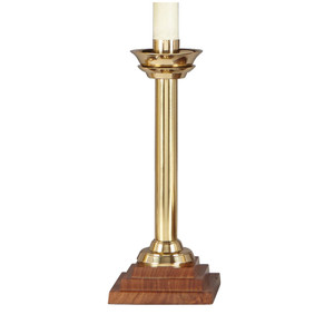 Brass Chapel Candlesticks 10" (Set of 2 - Hardwood Base) Brass Chapel Candlesticks 10" (Set of 2 - Hardwood Base)
