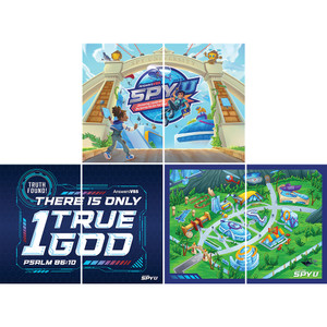 Spy U Logo, Theme Verse, Map - Scene Setter (Pack of 6 panels) - Spy U VBS 2027 by Answers