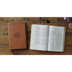 ESV Large Print Thinline Bible (TruTone, English Saddle, Emblem Design) - Case of 14