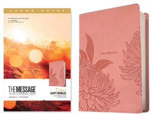 The Message Deluxe Gift Bible, Large Print (Leather-Look, Dusty Pink Floral) - Case of 16