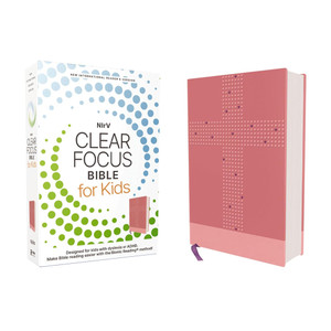 NIrV Clear Focus Bible for Kids (Help Kids with ADHD or Dyslexia Read with Confidence) - Leathersoft, Pink - Case of 8