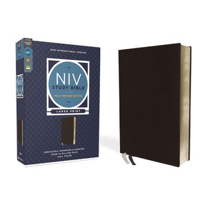 NIV Study Bible, Fully Revised Edition (Study Deeply. Believe Wholeheartedly) Large Print, Bonded Leather, Black, Red Letter, Comfort Print - Case of 6