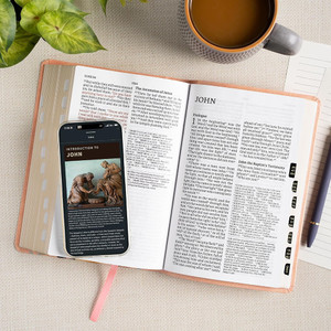 CSB Large Print Personal Size Reference Bible, Digital Study Edition, Peach Floral LeatherTouch, Indexed - Case of 12