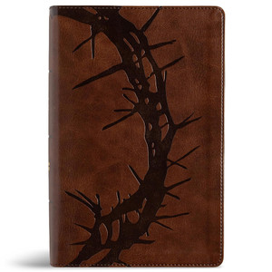 CSB Large Print Personal Size Reference Bible, Easy-to-Read Optimal Type, Digital Study Edition, Brown Crown of Thorns LeatherTouch - Case of 12