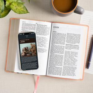 CSB Large Print Personal Size Reference Bible, Digital Study Edition, Easy-to-Read Optimal Type, Peach Floral LeatherTouch - Case of 12