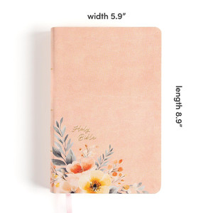 CSB Large Print Personal Size Reference Bible, Digital Study Edition, Easy-to-Read Optimal Type, Peach Floral LeatherTouch - Case of 12