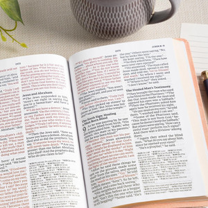 CSB Large Print Personal Size Reference Bible, Digital Study Edition, Easy-to-Read Optimal Type, Peach Floral LeatherTouch - Case of 12