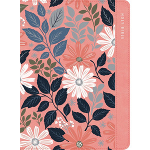 KJV Large Print Compact Reference Bible, Pink Floral LeatherTouch, Zipper Edition - Case of 24