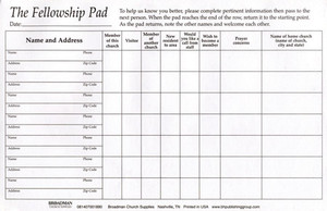The Fellowship Pad - Attendance Pads  (Pack of 5) The Fellowship Pad - Attendance Pads  (Pack of 5)