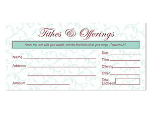 Offering Envelope - Tithes and Offerings Proverbs 3:9 (Pack of 100) Offering Envelope - Tithes and Offerings Proverbs 3:9 (Pack of 100)