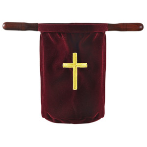 Embroidered Cross Offering Bag - Burgundy - Pack of 2 Embroidered Cross Offering Bag - Burgundy - Pack of 2