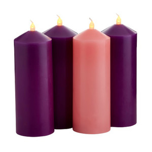 9" x 3" Flameless LED Advent Pillar Candles (3 Purple - 1 Rose) 9" x 3" Flameless LED Advent Pillar Candles (3 Purple - 1 Rose)