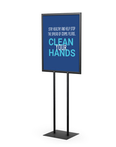 Economy Poster SignHolder, Poster Size 22" X 28", Double Sided Viewing, Fixed Height 60", Square Base (Black)