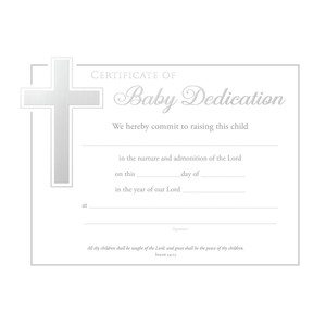 Certificate - Baby Dedication - 11" x  8.5" - Premium Stock Silver Foil Embossed