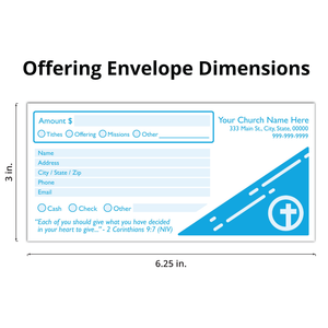 Custom Offering Envelope - One Color - Sky Blue Cross - Box of 500