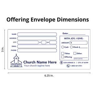 Custom Offering Envelope - One Color - Navy Giving with Joy - Box of 500