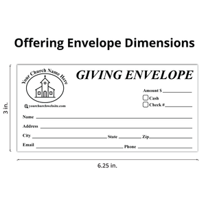 Custom Offering Envelope - One Color - Black Text Giving - Box of 500