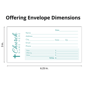 Custom Offering Envelope - One Color - Teal Vertical Logo - E1C005 - Box of 500