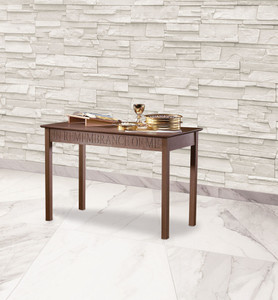 Communion Table - Maple Wood - Walnut Stain (Engraved) Communion Table - Maple Wood - Walnut Stain (Engraved)