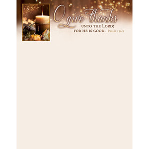 Letterhead - Thanksgiving - O Give Thanks - Psalm 136:1 - Pack of 100 Letterhead - Thanksgiving - O Give Thanks - Psalm 136:1 - Pack of 100