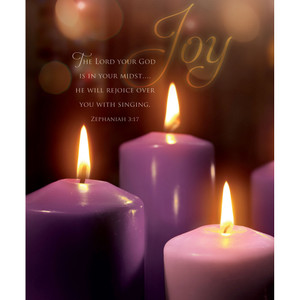 Church Bulletin - 14" - Advent - Candle - Joy - Scripture - Zephaniah 3:17 - Pack of 100 Church Bulletin - 14" - Advent - Candle - Joy - Scripture - Zephaniah 3:17 - Pack of 100