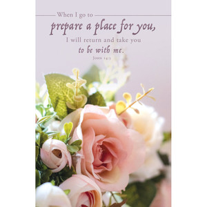 Church Bulletin - 11" - Funeral - I Go Prepare a Place - Pink roses - John 14:3 - Pack of 100 Church Bulletin - 11" - Funeral - I Go Prepare a Place - Pink roses - John 14:3 - Pack of 100