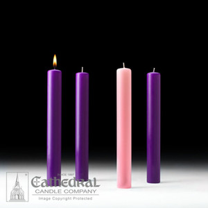 Advent Candle Set - 51% Beeswax - 12" x 1-1/2" - Pack of 4 (3 Purple, 1 Rose) - Cathedral Candle