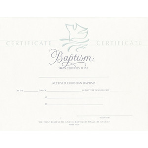 Baptism Certificate - Premium, Blue Foil-Embossed - 8.5x11 - Mark 16:16