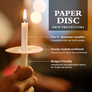Candlelight Service Set of 1000 Vigil Candles 4.25" x 1/2" and Paper Drip Protectors