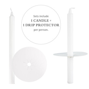 Candlelight Service Set of 100 Vigil Candles 4.25" x 1/2" and Paper Drip Protectors