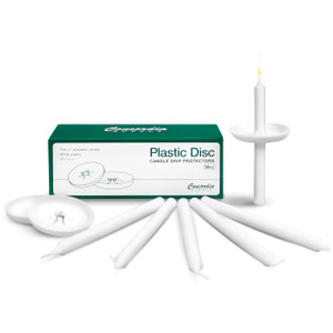 Candlelight Service Set of 250 Vigil Candles 4.25" x 1/2" and Plastic Disc Drip Protectors