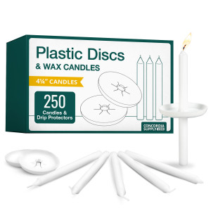 Candlelight Service Set of 250 Vigil Candles 4.25" x 1/2" and Plastic Disc Drip Protectors Candlelight Service Set of 250 Vigil Candles 4.25" x 1/2" and Plastic Disc Drip Protectors