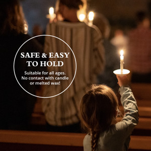 Candlelight Service Set of 250 Emkay Vigil Candles 5" x 1/2" and Plastic Candle Holders