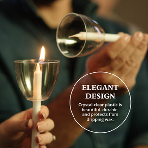 Candlelight Service Set of 100 Vigil Candles 5.75" x 1/2" and Clear Plastic Shields