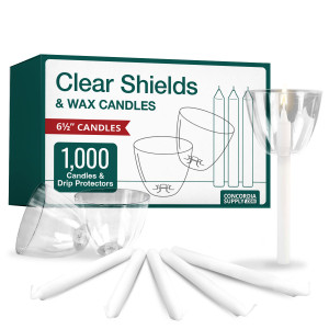 Candlelight Service Set - 6.5" Candles & Clear Plastic Shields (Set of 1,000) Candlelight Service Set - 6.5" Candles & Clear Plastic Shields (Set of 1,000)