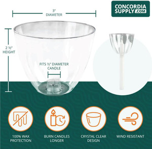 Clear Shield Wind & Drip Protectors, Pack of 250 for Candlelight Service Candles
